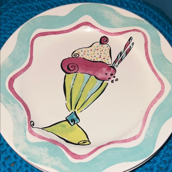 Rosanna Whimsical Dessert Plates with Pink and Blue Accents - Picture 6 of 6